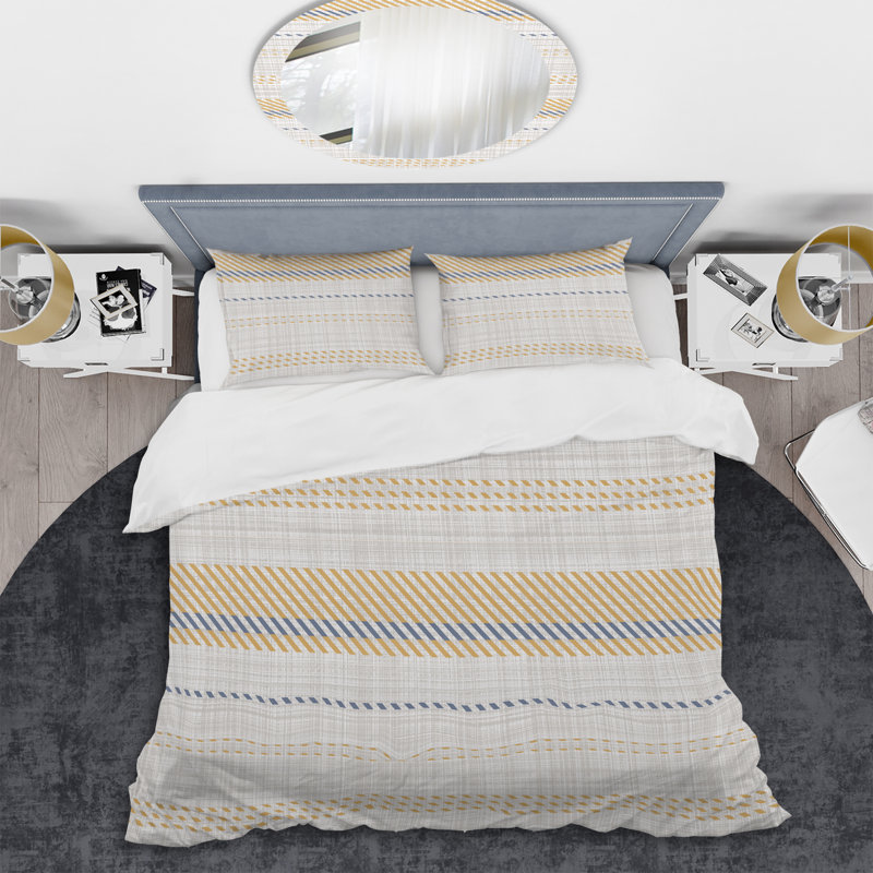 Bande de point brun - ensemble de housse de couette abstrait - microfibre de polyester