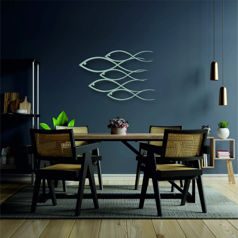 Coastal Wall Decor on Metal, 60cm H x 40cm W, Silver