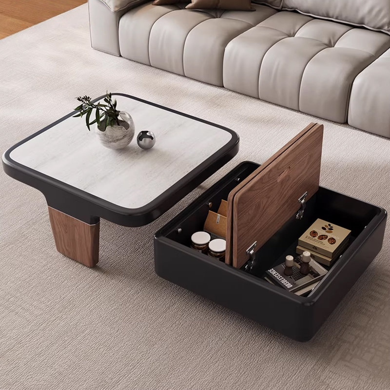 Ensemble de tables basses carrées gigognes noires