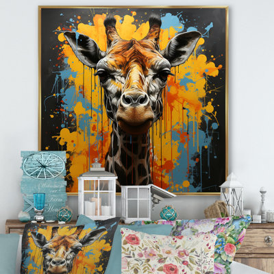 «Yellow Giraffe Street Art», reproduction sur toile