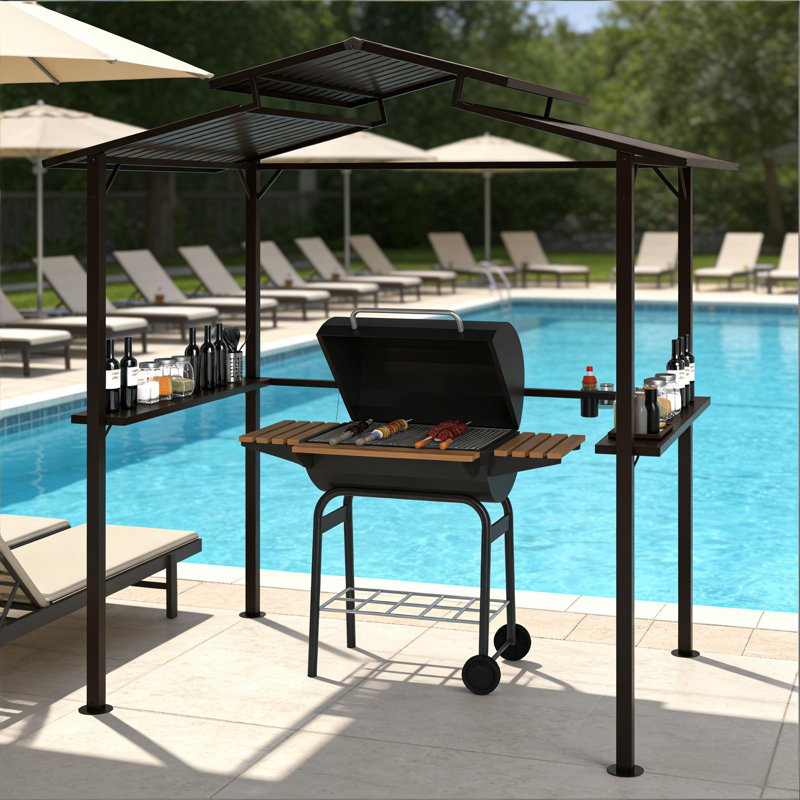 Auvent en métal pour toit-terrasse pour barbecue