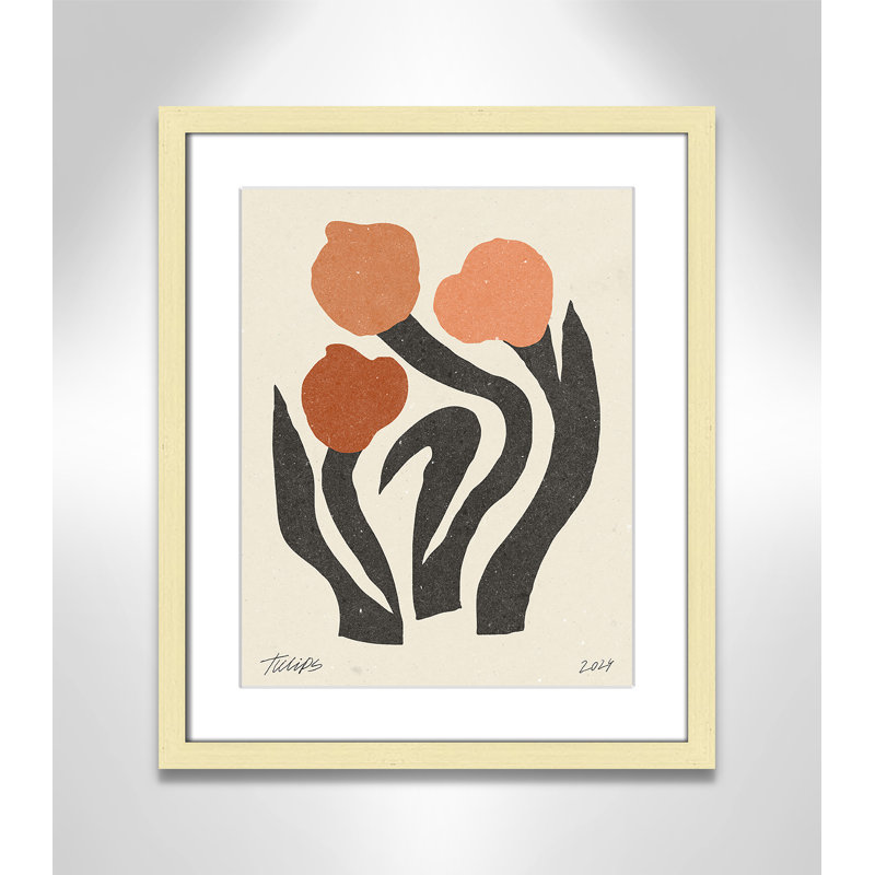 Imprimé de fleurs modernes par NKTN, 16'' W x 19'' H, Matted Print, Matte Gold