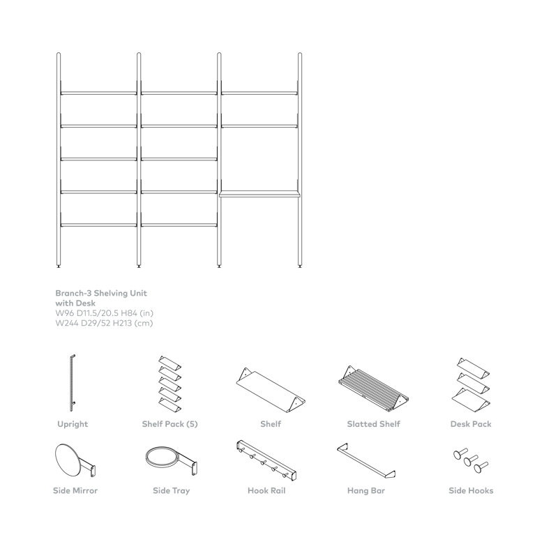 Branch 3 - Desk Shelving Unit, Black/Blonde