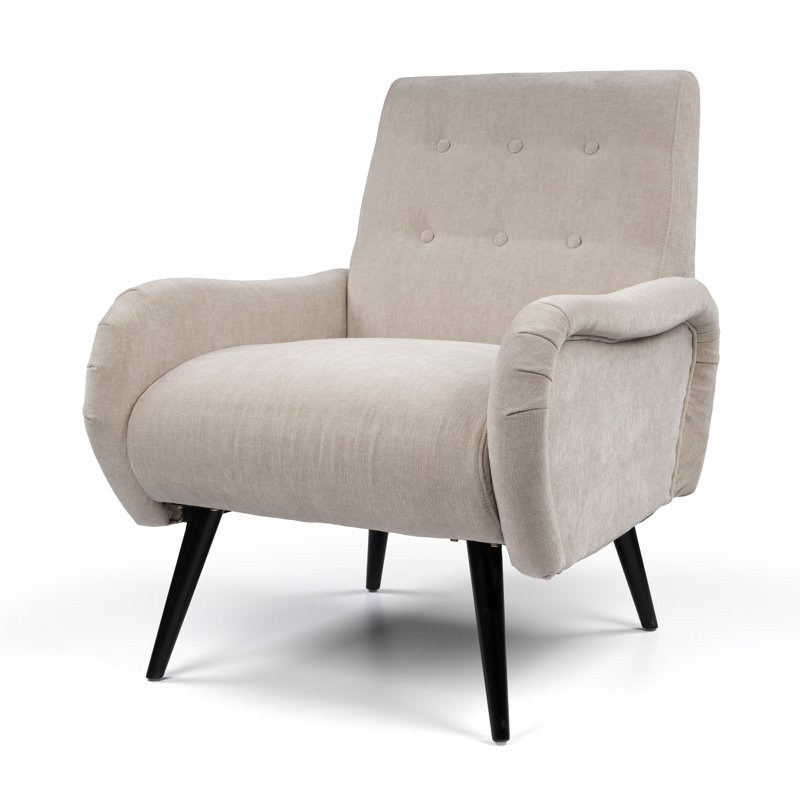 Riebe Upholstered Armchair, Beige Polyester
