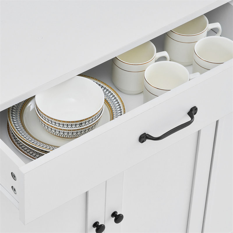 Kitchen Island Cart Rolling Storage Cabinet On Wheel With Charging Station (Not Include Stools)