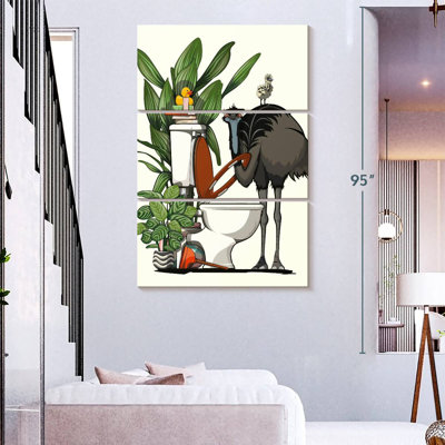 Emu utilisant la toilette