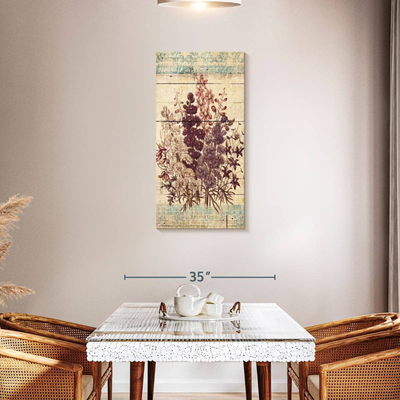 Fleurs sur bois, H 42 po x l 21 po
