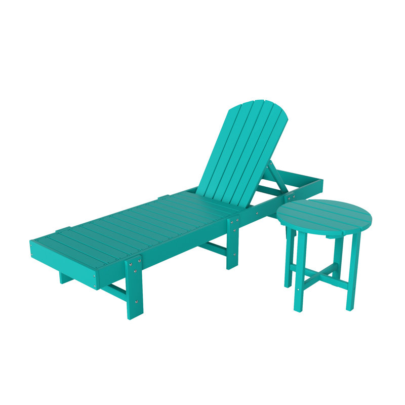 Altura Outdoor Chaise Lounge with Table, Turquoise