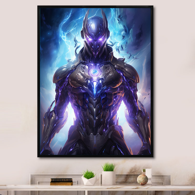 Villian Robot I, Black Floater Framed, 44" H x 34" W x 1.5" D