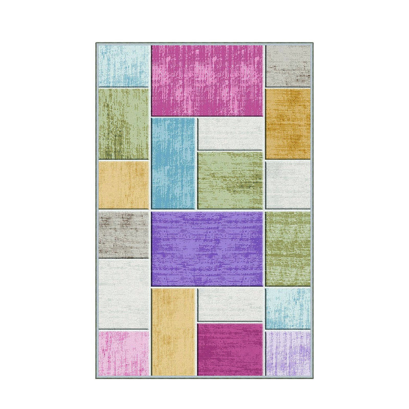 Stylish Woven Carpet, 5.2 x 7.5 Feet | 100% Polyester, 0.3 in Pile Height, Antibacterial, Non-Slip PVC Dot Underside | Machine Washable, 3D Digital Print | Perfect for Living Room, Bedroom & Home Décor