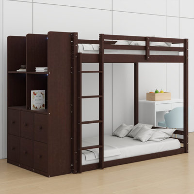 Lit superposé avec rangement réversible et lumière DEL pour chambres d'enfants