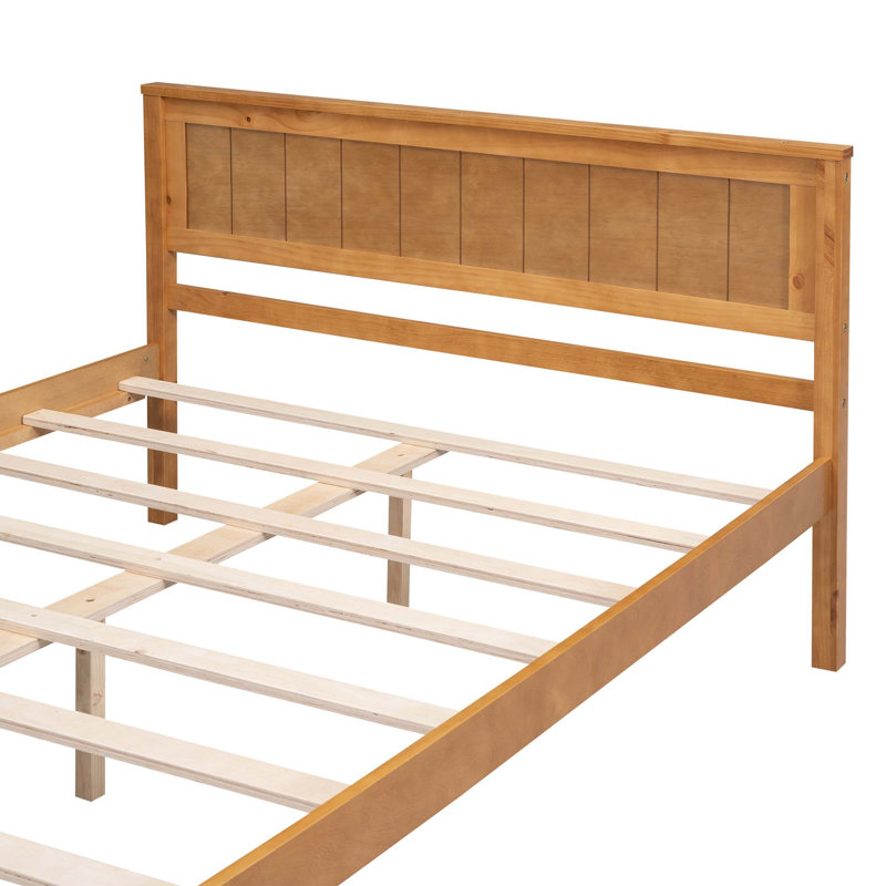 Platform Bed Frame With Headboard, Wood Slat Support, No Box Spring Needed,Twin, Full, Oak