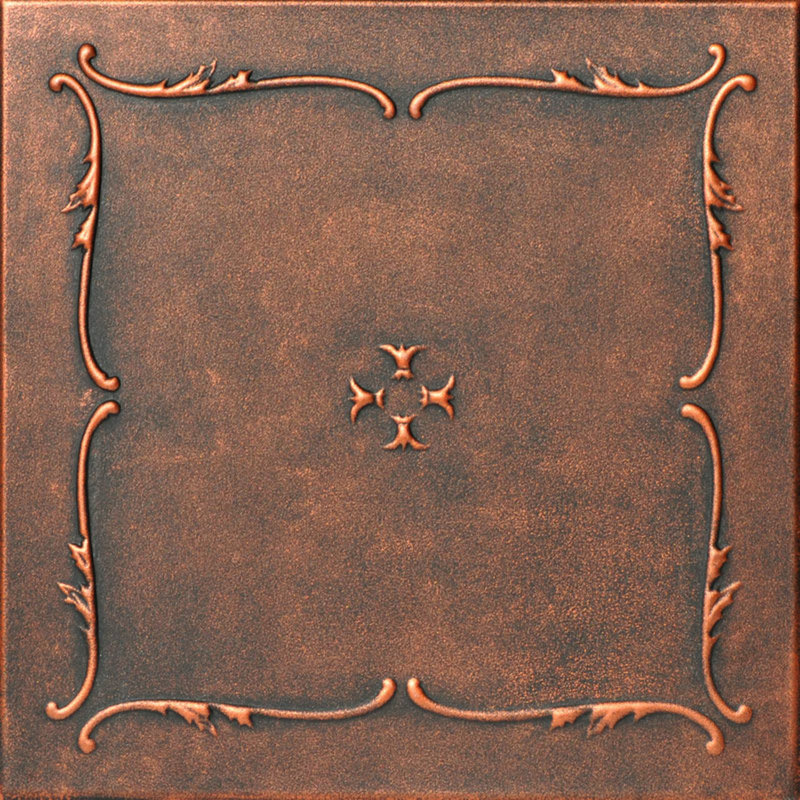 Carreau de plafond en polystyrène collé 1,6 pi x 1,6 pi Spring Buds, Cuivre noir