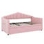 Lit de jour simple rembourré avec couchette escamotable, cadre en velours avec ports USB et 2 poches latérales-968937509