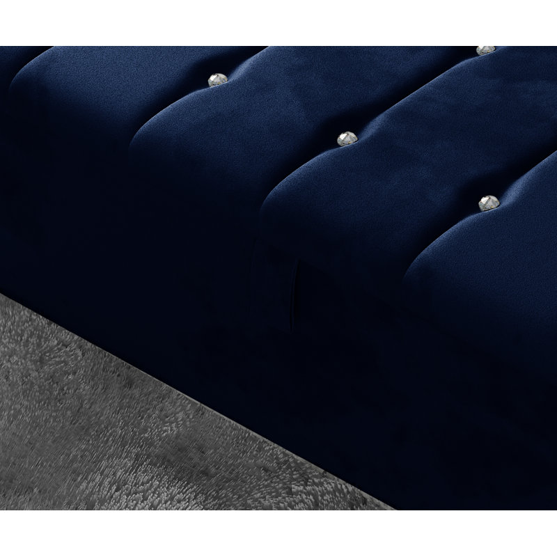 Tullyrusk 102cm Wide Tufted Rectangle Striped Standard Ottoman with Storage, Royal Blue