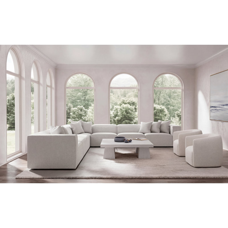 Bernhardt Bliss 5-Piece Fabric Sectional, Gray Polyester Blend, 28" H x 160.5" W x 160.5" D