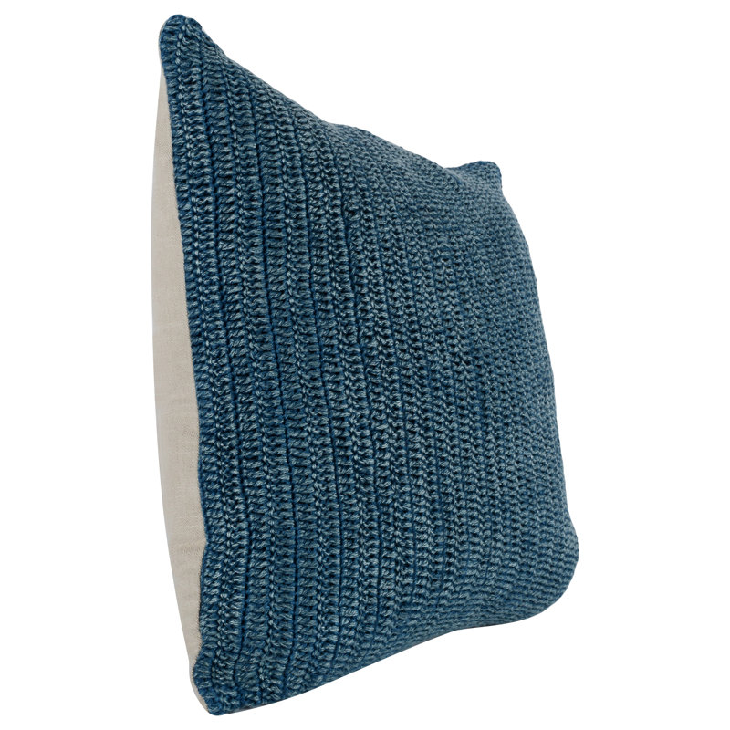 Housse et insert de coussin carré en coton Rowan, Bleu