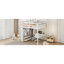 Lit double en bois de pin blanc avec lit garde-robe encastré pour coin lecture-728786896