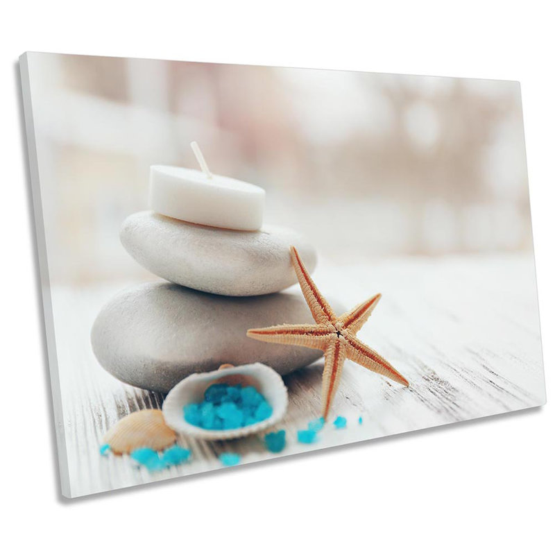 Spa Stones Candles Bathroom Framed - Wrapped Canvas Print, 81.3cm H x 121.9cm W x 4cm D
