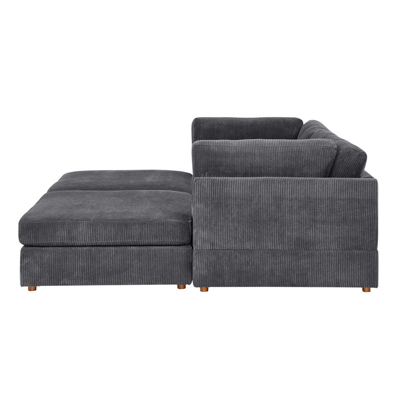 Buket Sectional, Dark Gray Corduroy