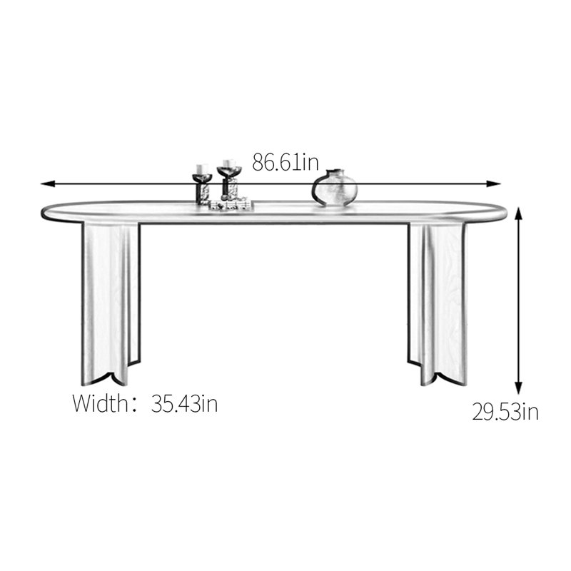 Table de salle à manger simple en bois de frêne massif, H 29,53 po x L 86,61 po x l 35,43 po, Noir, noir, noir, noir