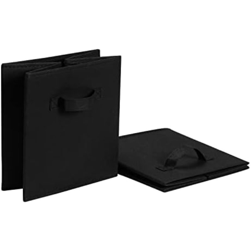 Cube Organizer Storage Bins Handles, Collapsible Fabric, Pack Of 6, 13"X13"X13", Black, Black
