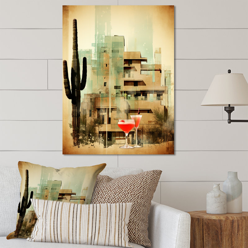 Téquila Twilight Desert Dust Cocktail - Art mural en métal cocktails, H 40 po x l 30 po x P 1,5 po