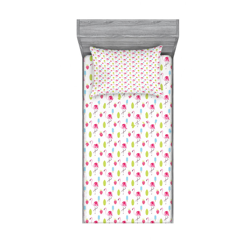 Microfiber Floral Sheet Set, Twin Sheet Set + Fitted Sheet + 1 Pillowcase