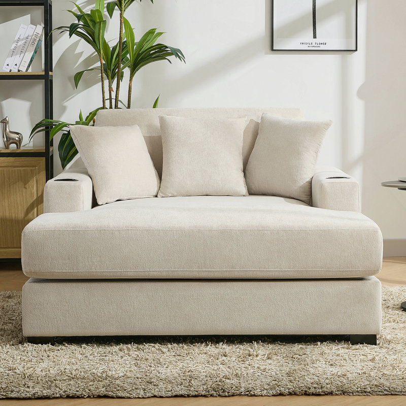Chaise longue avec coussins, station de charge et porte-gobelets