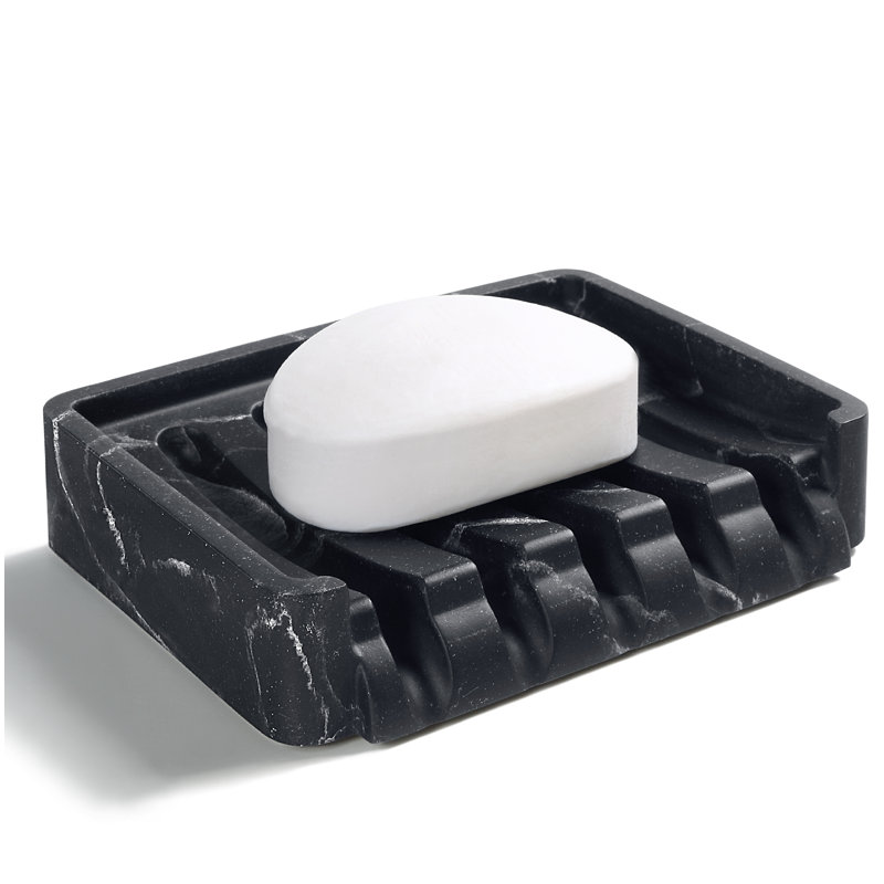 Alban Classic Kitchen/Bathroom Faux Marble Soap/Sponge Drainer Holder, Black