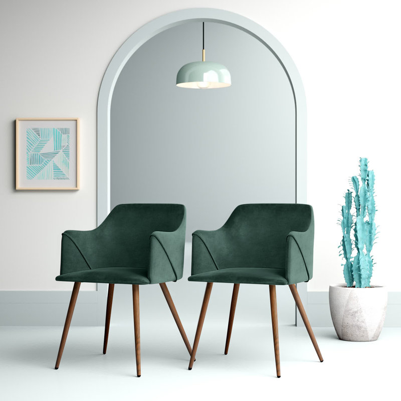 Sofiya 47cm H Velvet Upholstered Armchair, Brown, Green