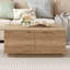 Table basse carrée 33,25 po à 4 tiroirs, naturel-1880283288