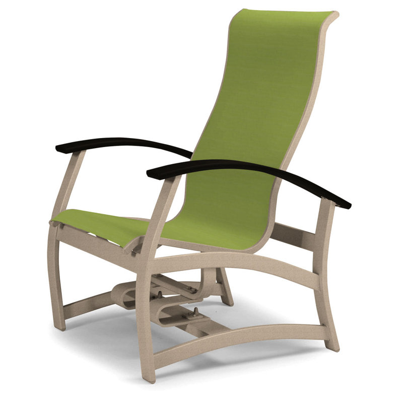 Askar Powder Coated Aluminum Outdoor Lounge Chair, Black P70, Lime 38D Sunbrella®, Textured Desert