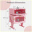 Table de bout robot 20,7 "de large avec DEL rose avec tiroir rotatif à 360 °, table de bout moderne pour la chambre à coucher-129160774