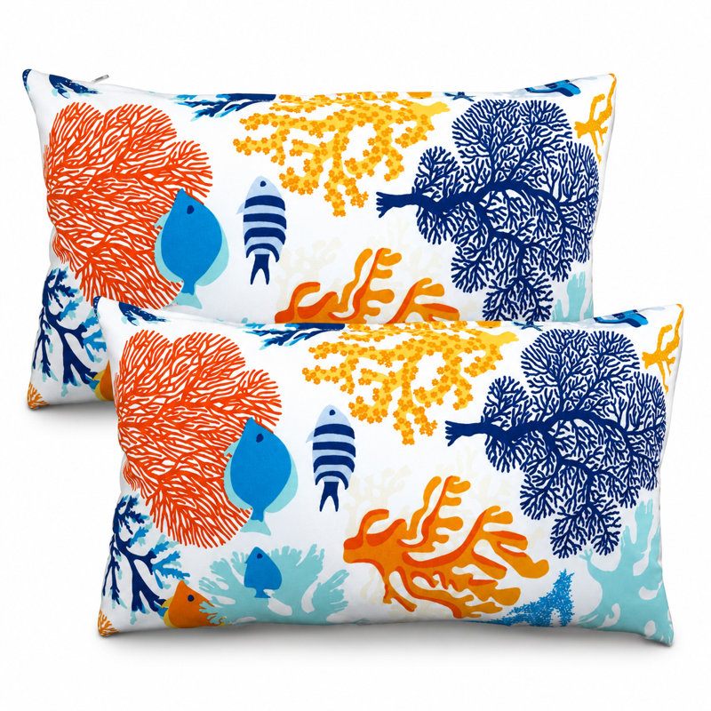 Ensemble de 2 housses de coussin lombaire intérieur / extérieur 12 po x 33 po hydrofuges et résistantes à la décoloration