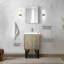 Meuble-lavabo rustique de 61 cm de large avec surface en quartz blanc, robinet et miroir de 46 cm pour une salle de bain raffinée et décorée avec comptoir et fixation murale fonctionnels.