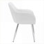 Chaises de salle à manger modernes à accoudoirs compacts, similicuir blanc classique avec pieds en métal chromé, ensemble de 2 pour la cuisine et la salle à manger