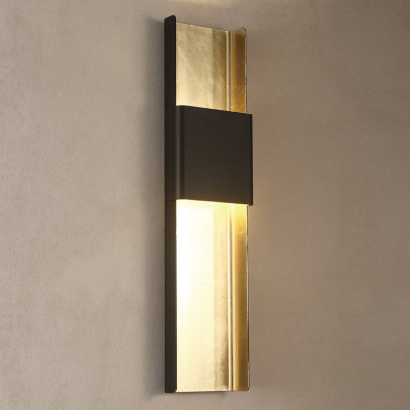 Tribeca Bronze Gold Leaf Dimmable LED Sconce with Sanded Glass