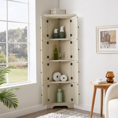 Accent Cabinet, Corner Kitchen Storage Cabinet With Shelves For Bathroom, Living Room, Kitchen