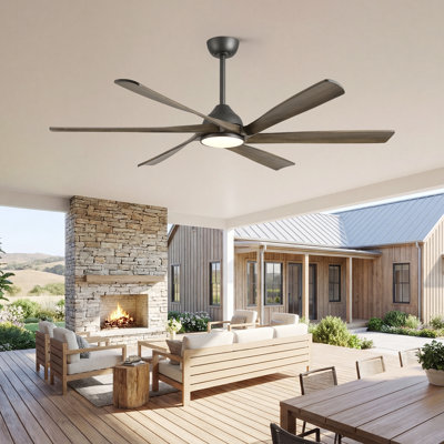 60"/72" Modern Smart Ceiling Fan With Solid Wood Blades, Dimmable Led Light And Remote, Quiet Reversible Dc Motor For Large Indoor Rooms & Patios, Works With Alexa & Google Home