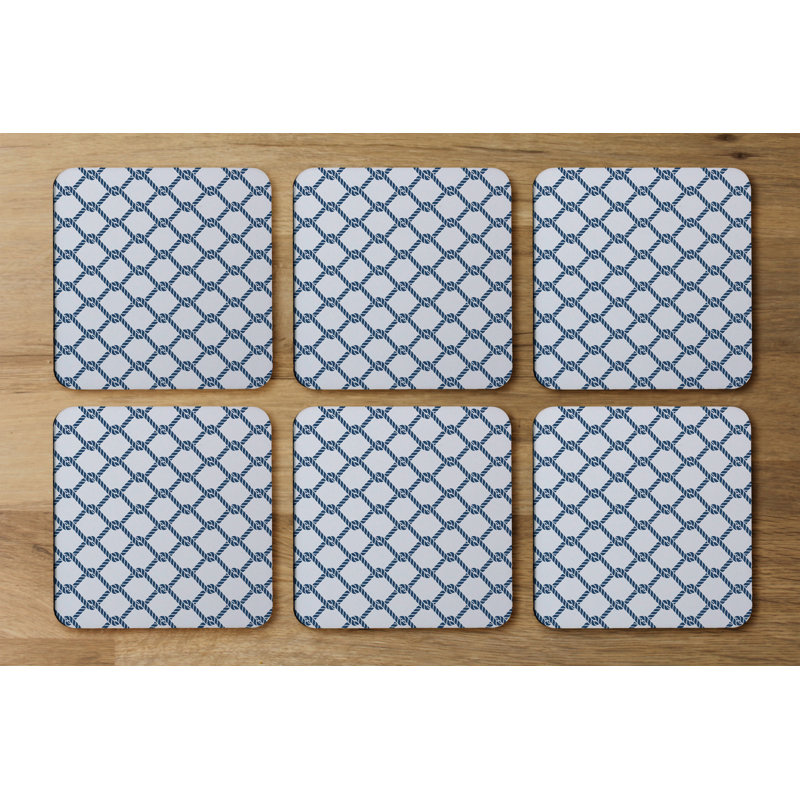 Square 6 Piece Coaster Set, Navy