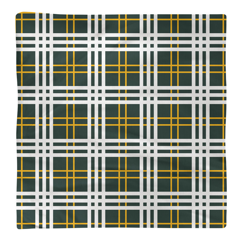 Plaid Square Napkin, Dark Green/Gold/White, 22" x 22", Polyester