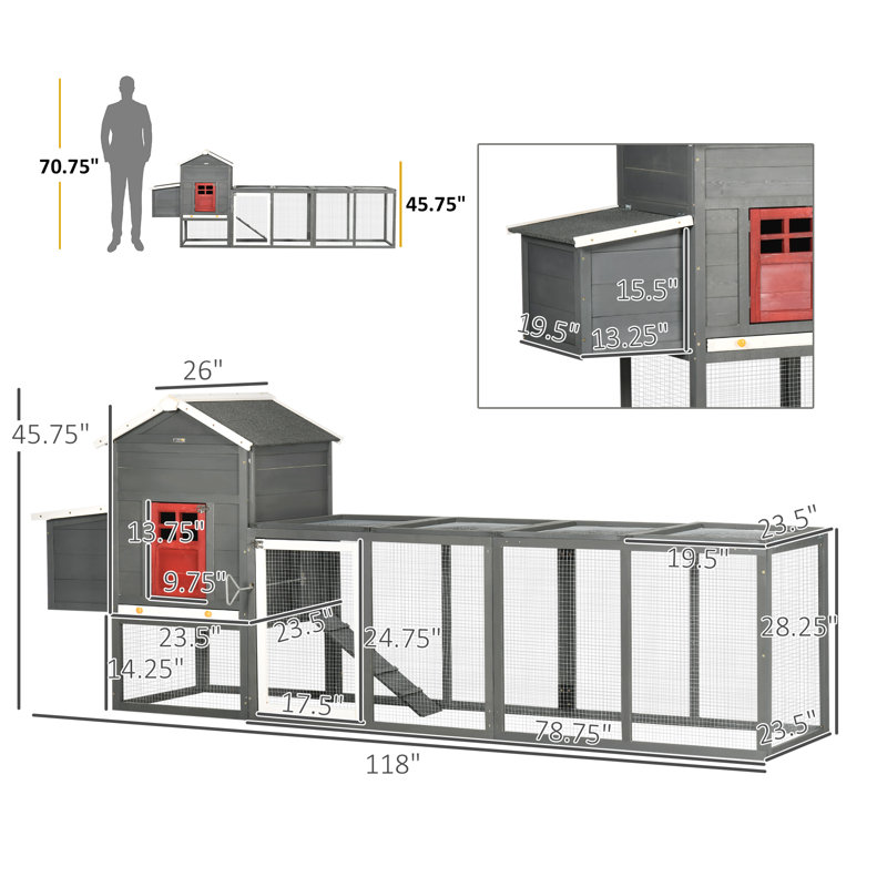 Deleyza 21 Square Feet Chicken Coop with Chicken Run for up to 6 Chickens