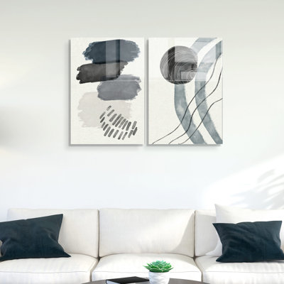 Élégantes peintures décoratives en verre trempé (2 pièces) de 17,7 po x 25,6 po chacune | 100% verre trempé, épaisseur: 0,16 pouce | Parfait pour la décoration intérieure, style moderne, attrait visuel époustouflant