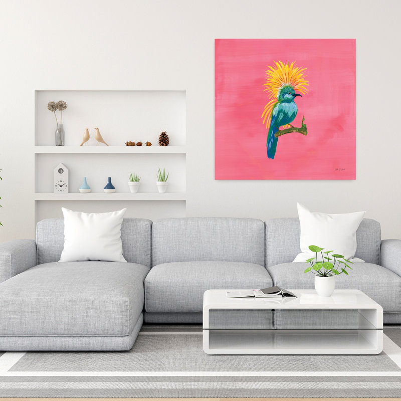 Oiseaux du paradis III, art tropical, H 36 po x l 36 po