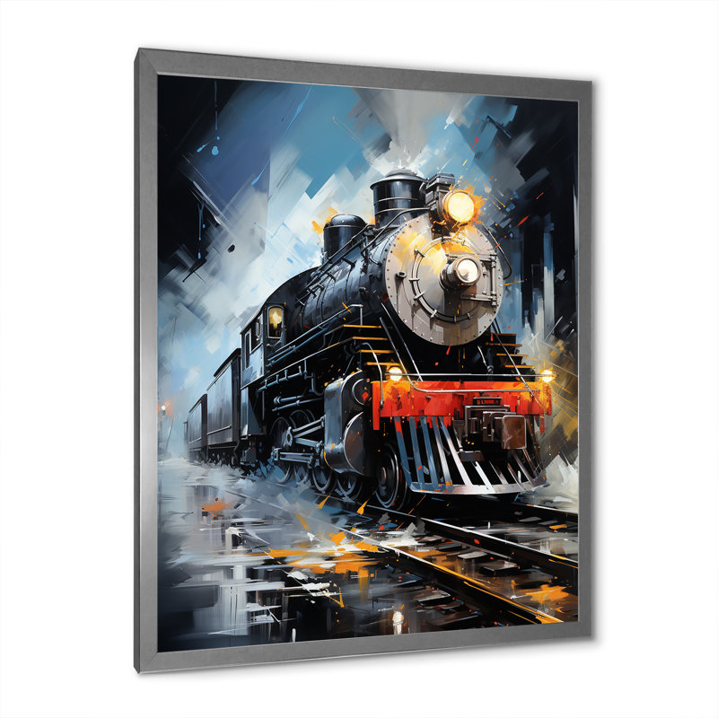 Abstrait train fluide - impressions murales modernes, H 32 po x l 16 po x P 1 po, Cadre photo argenté