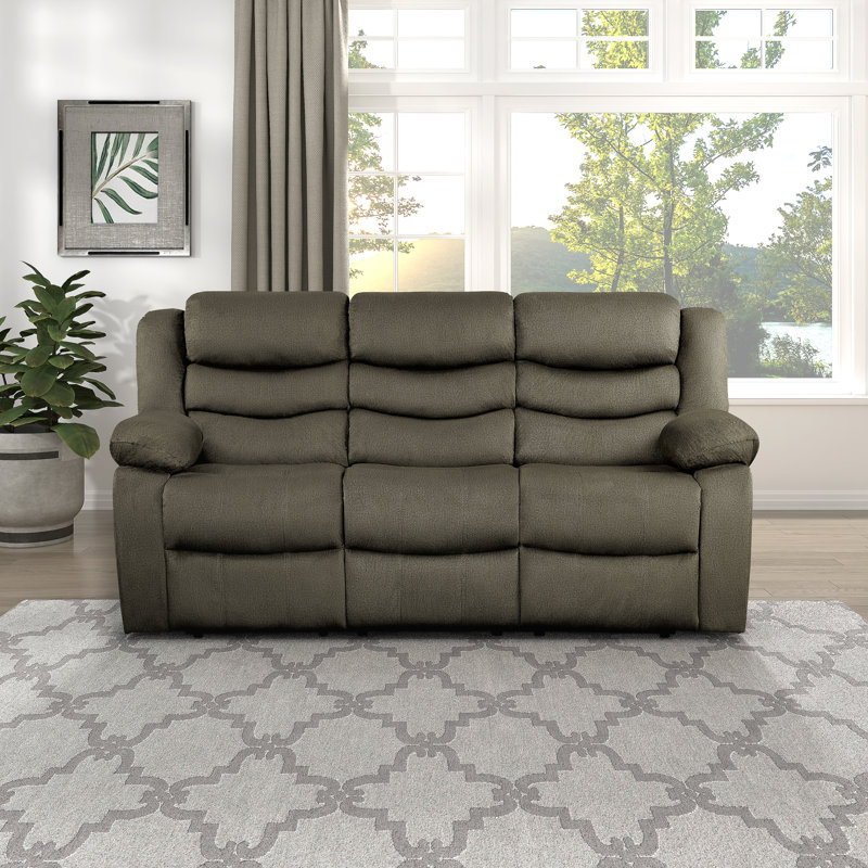Canapé inclinable manuel et moderne en microfibre Kiandre de 77 po avec ressorts ensachés et structure renforcée durable
