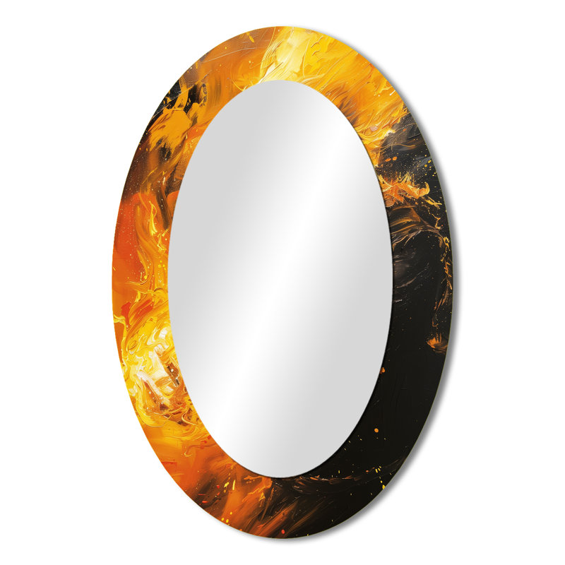 Monstre géant jaune - décor de miroir mural ovale jaune, 36 po x 24 po
