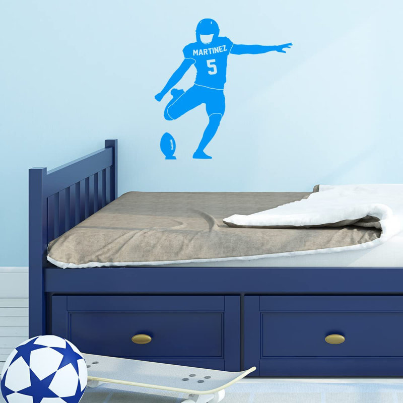 Adhésif décoratif trinquette de football personnalisé football sur pied Trinx - CS99, H 13 po x l 13 po, Bleu ciel