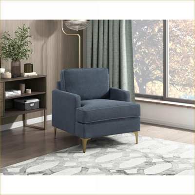 Chaise d'appoint moderne pour adultes, revêtement en chenille gris clair / gris anthracite / gris ardoise, pieds en métal à finition dorée, mobilier de salon durable